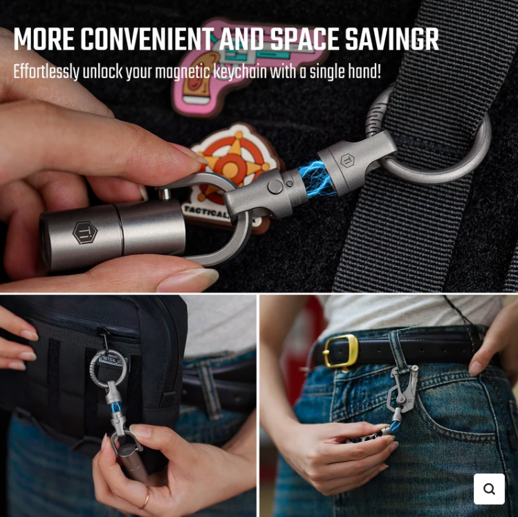 Titanium Magnetic Quick-Release EDC Keychain Coupler – Single-Hand Quick Disconnect