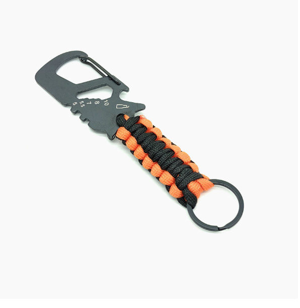 Titanium Multi-Tool Pry Bar Keychain with Paracord Wrap & Hex Wrench