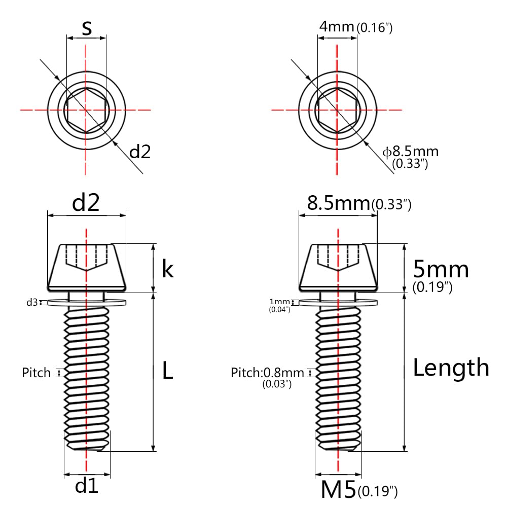 Titanium Anodized Bolt Screws Set