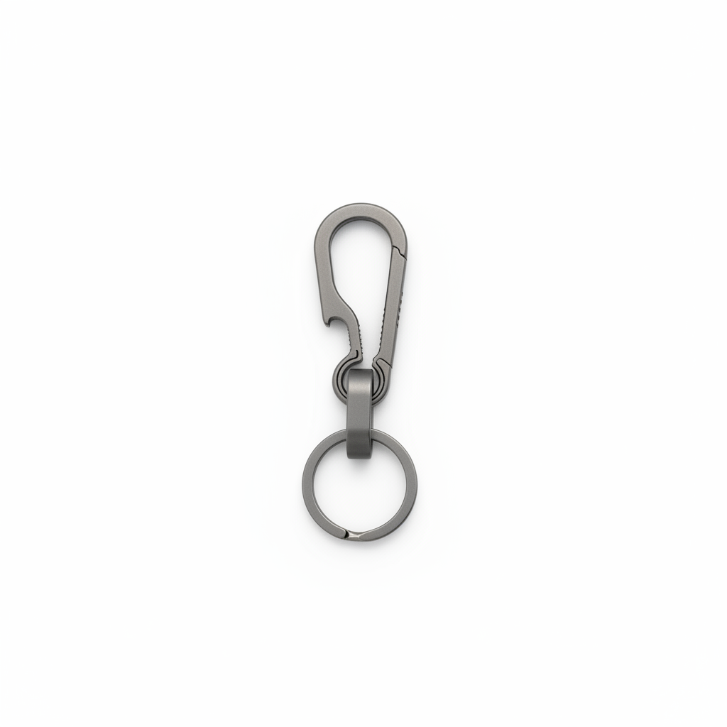 Grade 5 titanium keychain on a clean white background