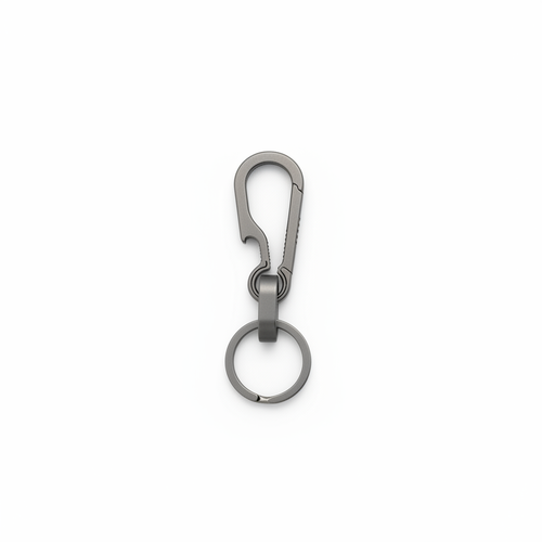 Grade 5 titanium keychain on a clean white background