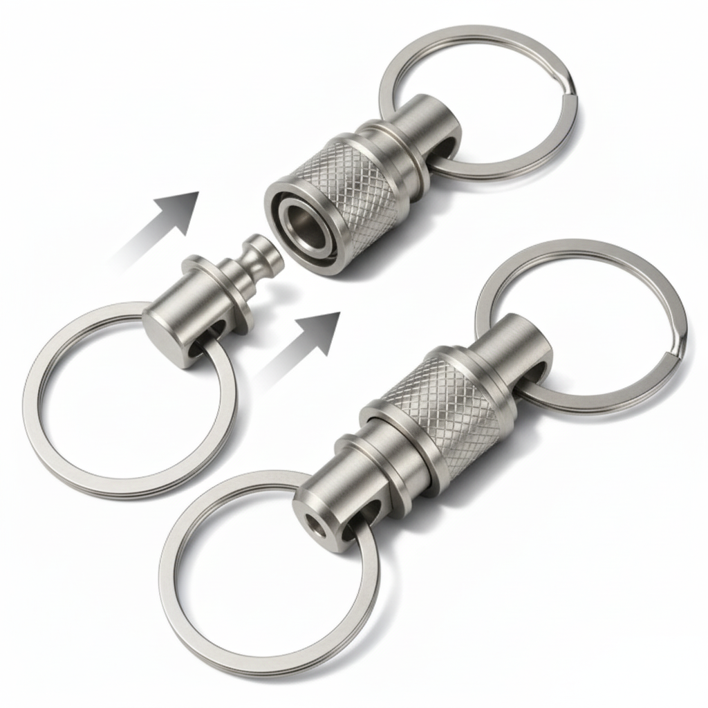 Titanium Quick-Release Keychain Coupler – Detachable EDC Swivel