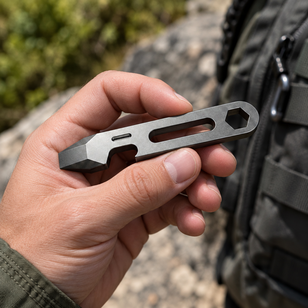 Titanium Multi-Function Pry Bar handheld lifestyle scene
