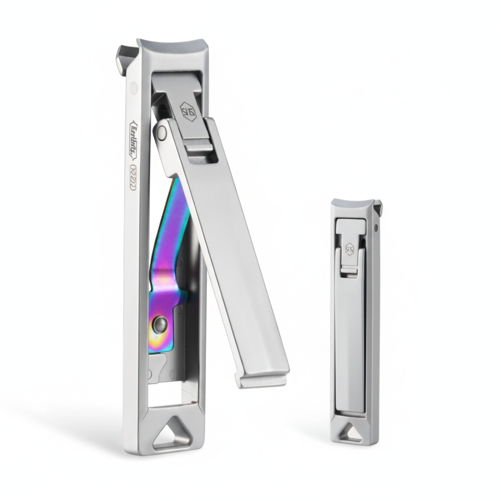 Titanium Folding Nail Clipper White Background